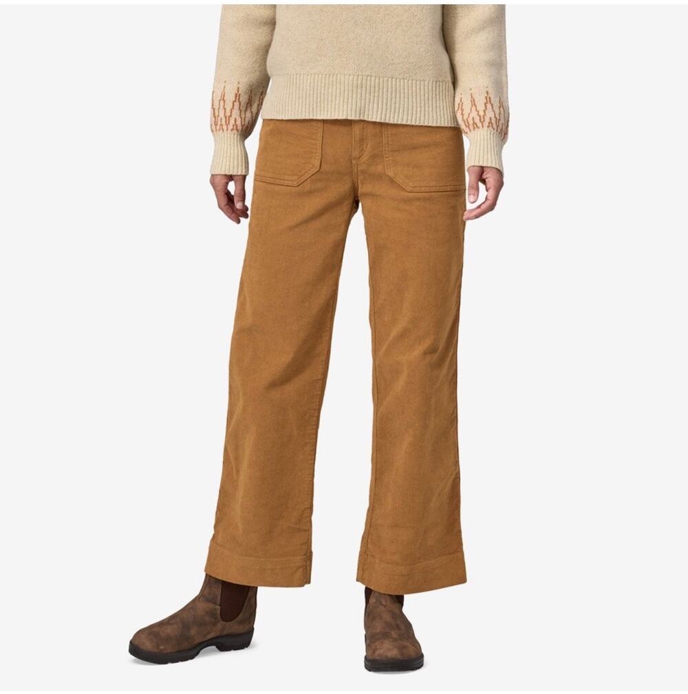 Patagonia Pants Womens 6 Tan Nest Brown Wide Leg Corduroy Cotton Utility Granola